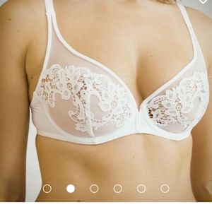 Simon Perele white lace full coverage bra 32D